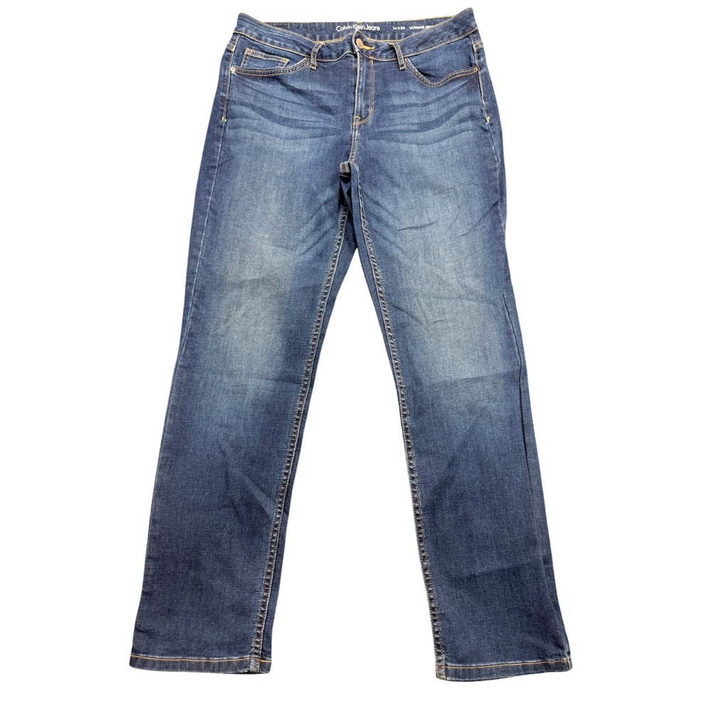 Calvin Klein Ultimate Skinny Jeans Womens 14x30 Dark Wash Blue Denim Stretch